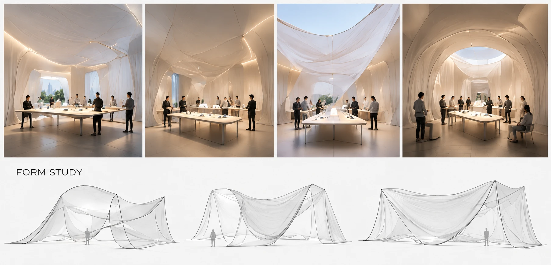 The Living Canvas interior and form variations